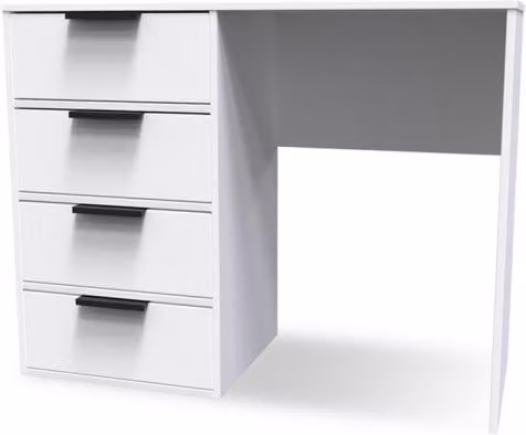 Welcome Furniture Diego Single Pedestal Dressing Table in White Matt Metal
