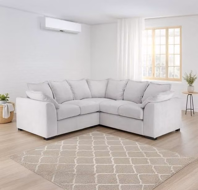 Furnishings For Less UK Colby 5 Seater L Shaped Corner Sofa in Natural Beige Fabric