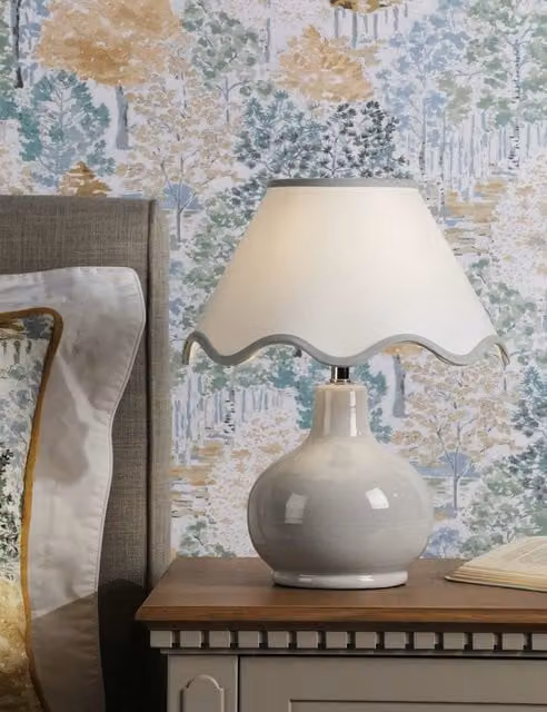 Laura Ashley Bramhope Ceramic Table Lamp in Grey and White