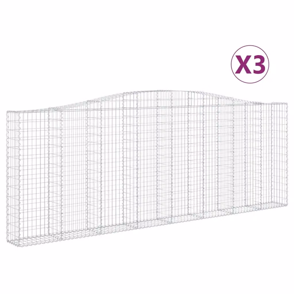 Berkfield Home Arched Gabion Baskets, 3 Piece Set, Silver Galvanised Steel, W: 400 cm, D: 30 cm, H: 140-160 cm – 2
