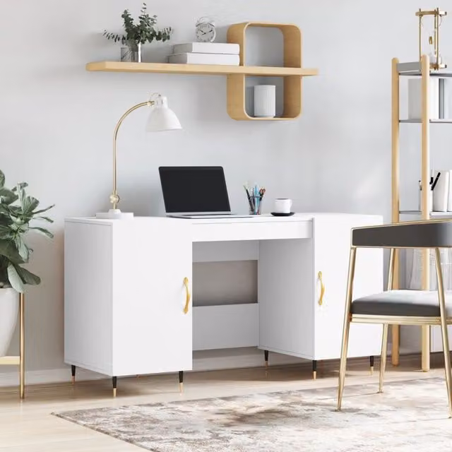 Berkfield White Writing Desk, W/D/H: 140 x 50 x 75 cm – 1