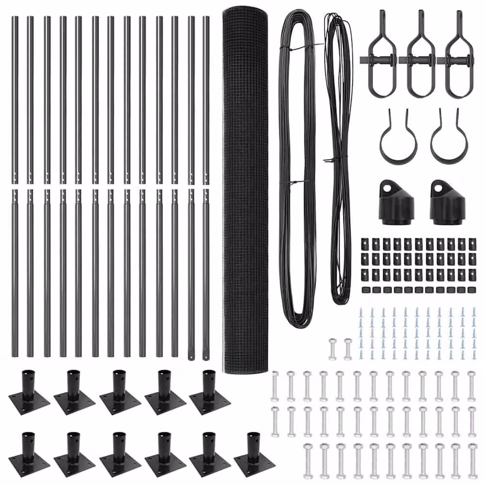 Berkfield Home Grey Steel Welded Wire Fence with 13 Flanged Posts, W: 25 m, H: 1.5 m – 5