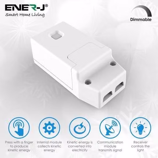 ENER-J 100W Smart WiFi Dimmable Receiver Module for Wireless Kinetic Switches, White