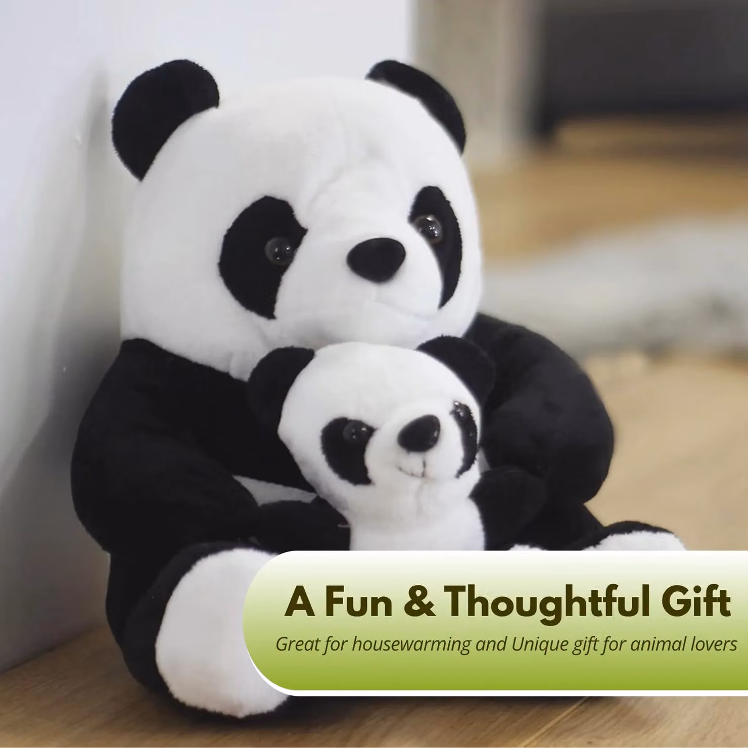 Marco Paul Large Weighted Plush Panda Duo Door Stopper, 1.5kg, Black – 5