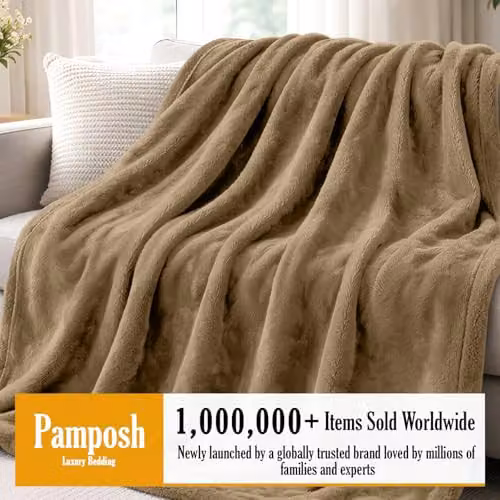 Pamposh Brown Flannel Fleece Throw Blanket, W/D/H: 130 x 150 cm – 2