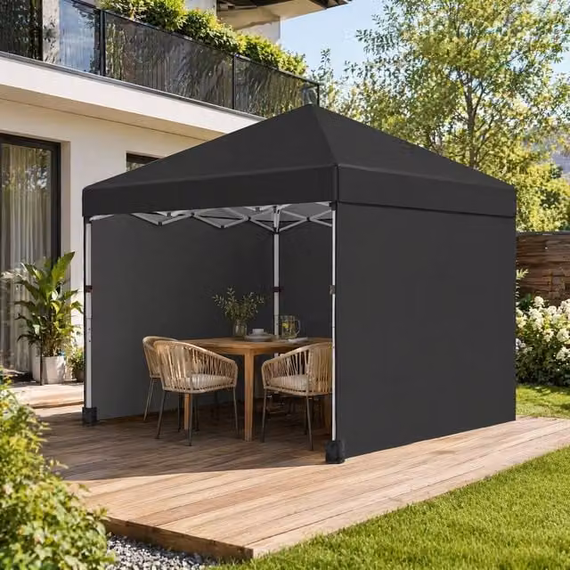 STILVORA Pop-Up Gazebo with 2 Sidewalls, Black, W/D/H: 300 x 300 x 285 cm