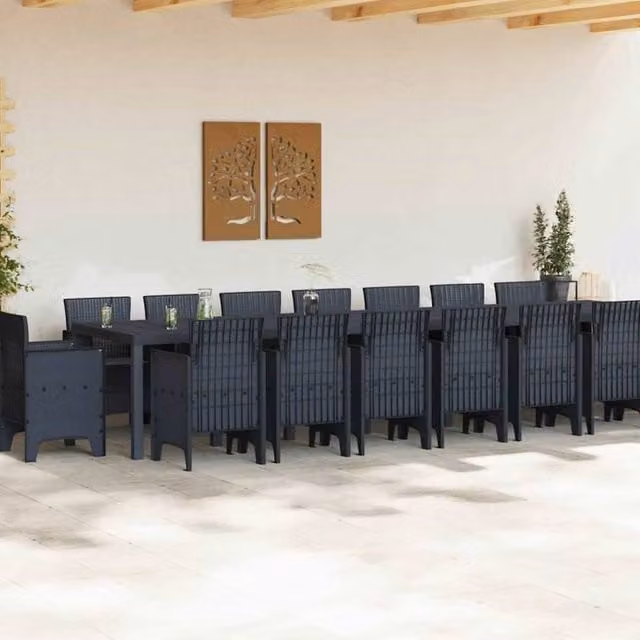 Berkfield Home Traditional 17 Piece Garden Dining Set with Cushions in Anthracite Dark Grey – 1