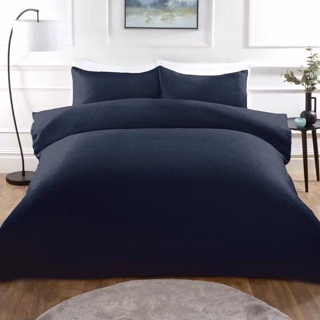 My Home Milan Textured Duvet Cover Set, Blue, 200 x 200 cm