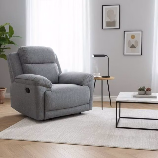 Stratus Interiors Owen Electric Recliner Sofa in Grey Fabric with USB Charging – 1