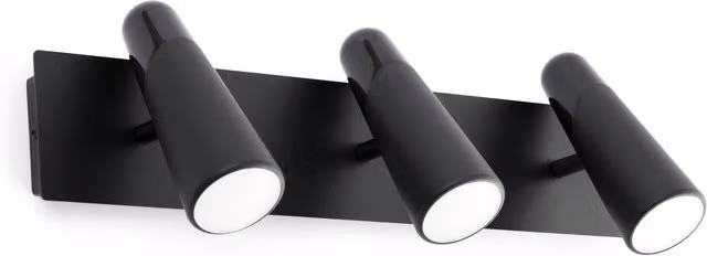Faro Lao LED 3 Light Adjustable Indoor Wall Spotlight in Black