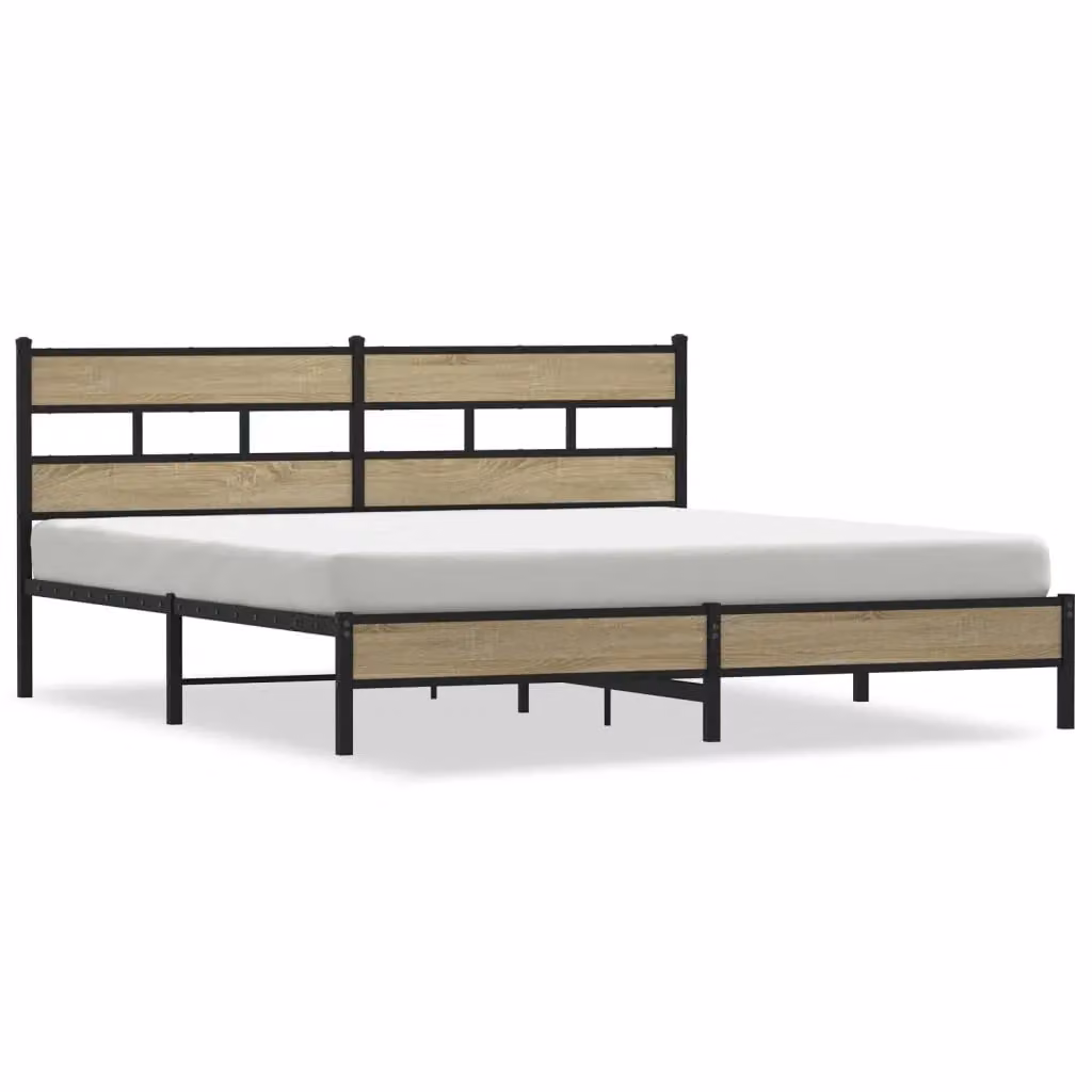 Berkfield Home Metal Bed Frame in Sonoma Oak Brown, W/D/H: 180 x 200 cm – 2