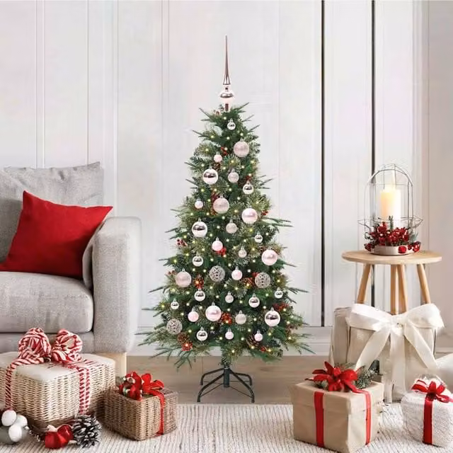 Berkfield Home Green Artificial Hinged Christmas Tree, Height: 120 cm