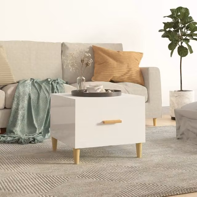 Berkfield Home High Gloss White Square Coffee Table W/D/H: 50 x 50 x 40 cm – 1