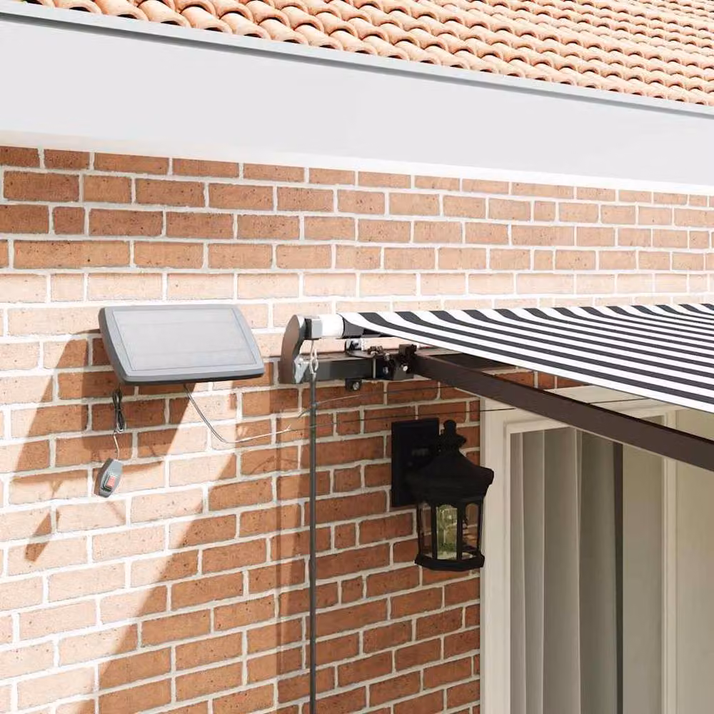 Berkfield Home Manual Retractable Awning with LEDs, Anthracite and White, W: 400 cm, D: 300 cm – 4