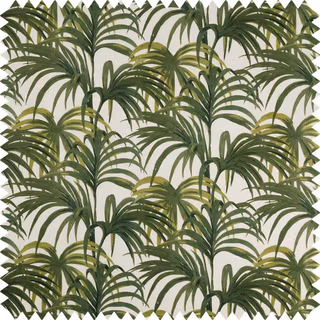 House of Hackney Palmeral Cotton Linen in Off White and Green