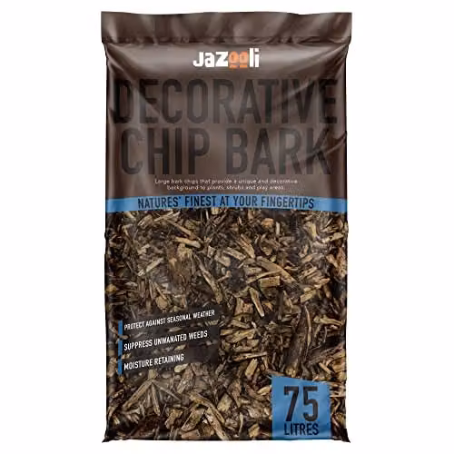 Jazooli Brown Pine and Spruce Bark Wood Chippings for Garden Mulch, 75 l – 1