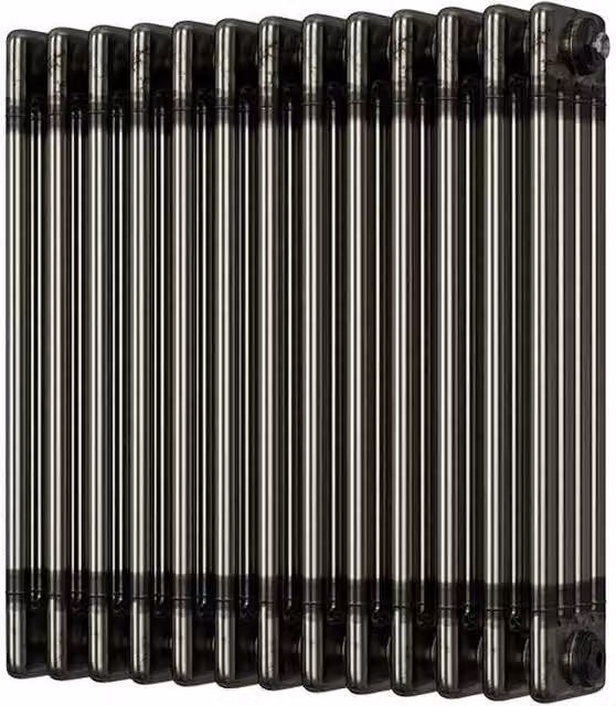 UK Radiators Alpha Raw Metal 4 Column Horizontal Traditional Cast-Iron Style Radiator, Silver, W: 592 mm, H: 600 mm