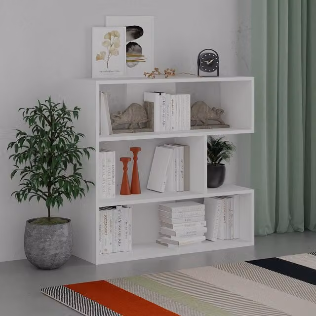 Decortie Molly Modern Bookcase Display Unit in White with Adjustable Shelves