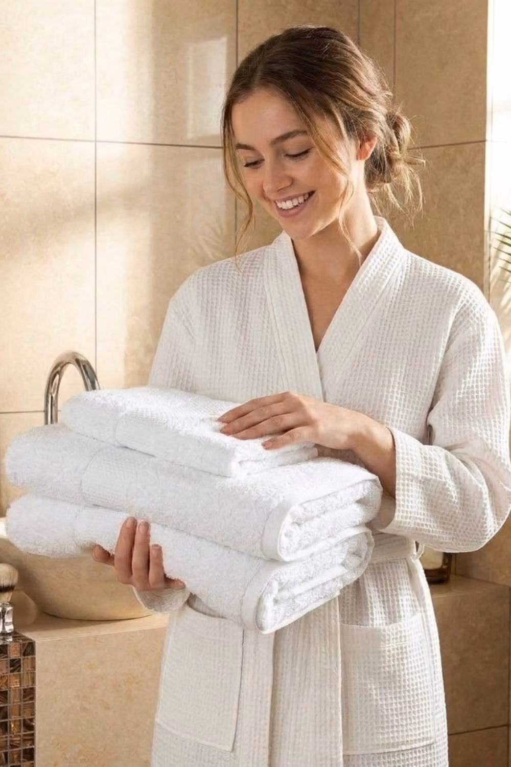 Dyzi White Egyptian Cotton Bath Sheet, 550GSM Absorbent Terry Towel – 2
