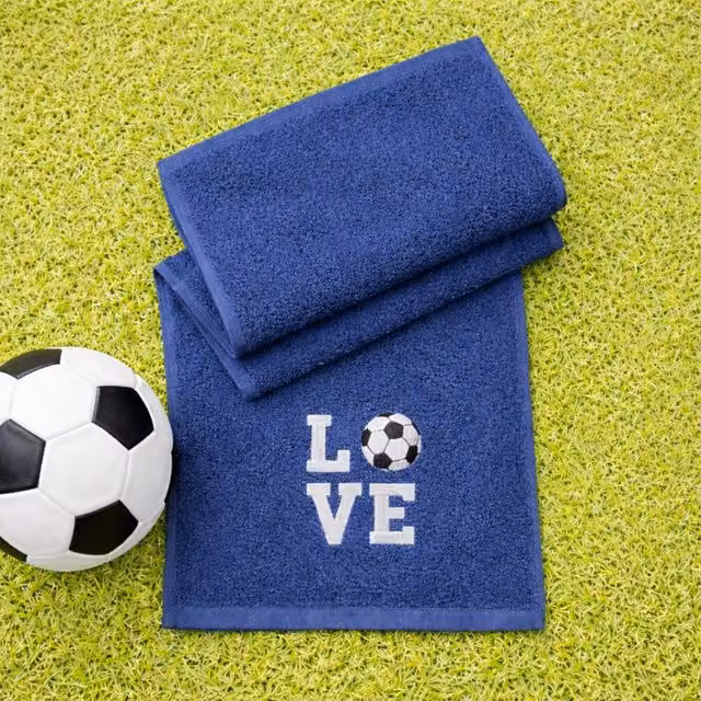 Duncan Stewart Love Sports Football Cotton Terry Towel in Blue