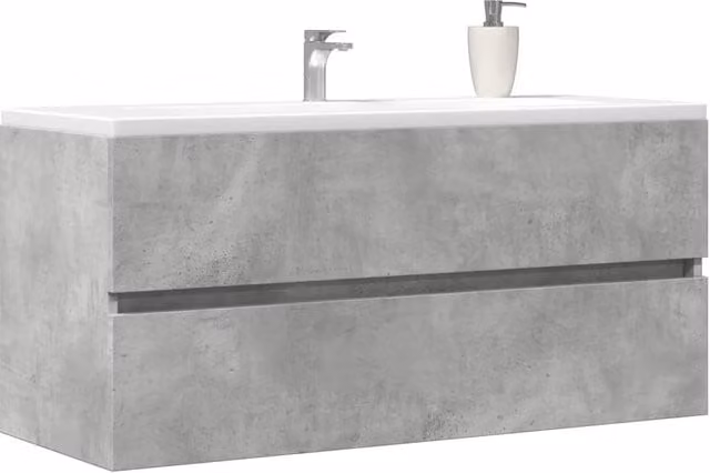 Berkfield Home Wall Mounted Bathroom Sink Cabinet in Concrete Grey, W/D/H: 100 x 38.5 x 45 cm