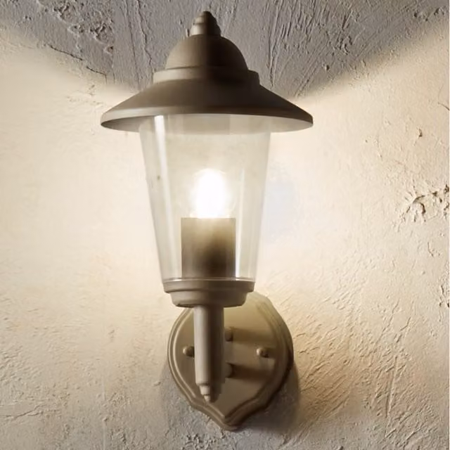 Pacific Lifestyle Retro Outdoor Lantern Wall Light in Brown and Beige