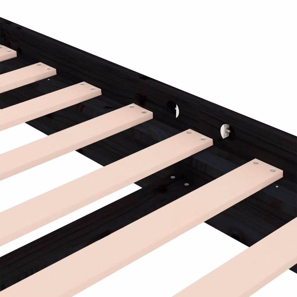 Berkfield Home Small Single Solid Wood Bed Frame in Black, W/D/H: 75 x 190 cm – 5