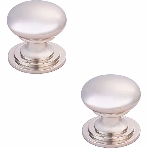 Loops 2 Pack Victorian Round Cupboard Door Knobs in Polished Nickel Silver