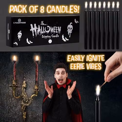 Deco Express Dripping Effect Taper Candle Set of 8, Black – 5