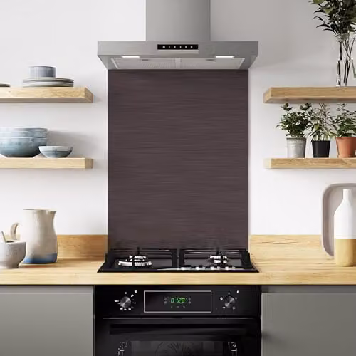 Bushboard Copper and Brown Aluminium Kitchen Hob Splashback Panel, W: 60.0 cm, H: 80.0 cm