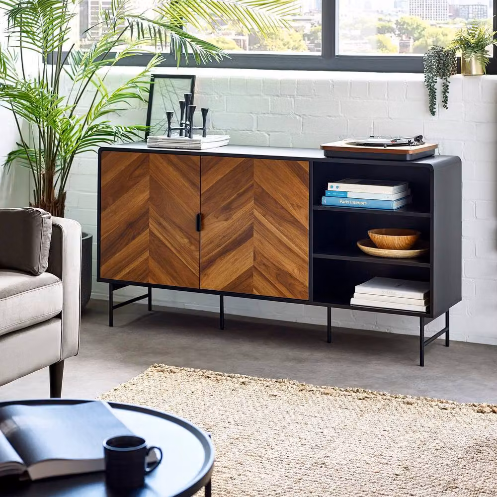 Cheshire Premium Aldwick Sideboard in Black and Natural Brown Wood – 2