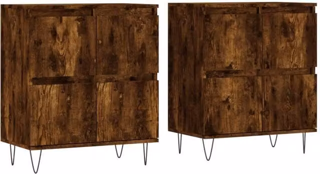Berkfield Home Set of 2 Smoked Oak Sideboards in Brown Engineered Wood – 1
