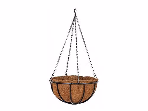 Garden Greatness Forge Metal Hanging Basket Planter with Coco Liner, Diameter: 45 cm