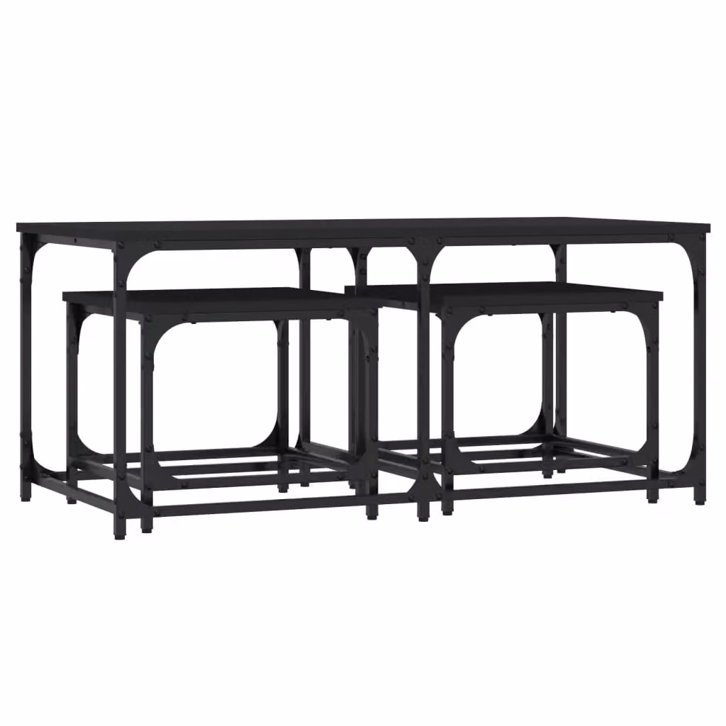 Berkfield Home Nesting Coffee Tables, 3 Piece Set in Black Engineered Wood – 2