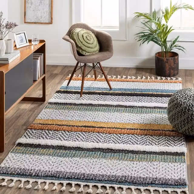 Livabliss Akabli Shaggy Boho Vintage Rug in Multicolour, W/D/H: 90 x 60 x 1 cm