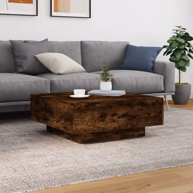 Berkfield Home Modern Square Coffee Table in Smoked Oak Brown, W/D/H: 80 x 80 x 31 cm – 1