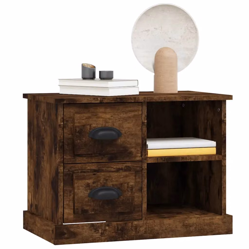 Berkfield Home Bedside Cabinet in Smoked Oak Brown, W: 60 cm, D: 35.5 cm, H: 45 cm – 3