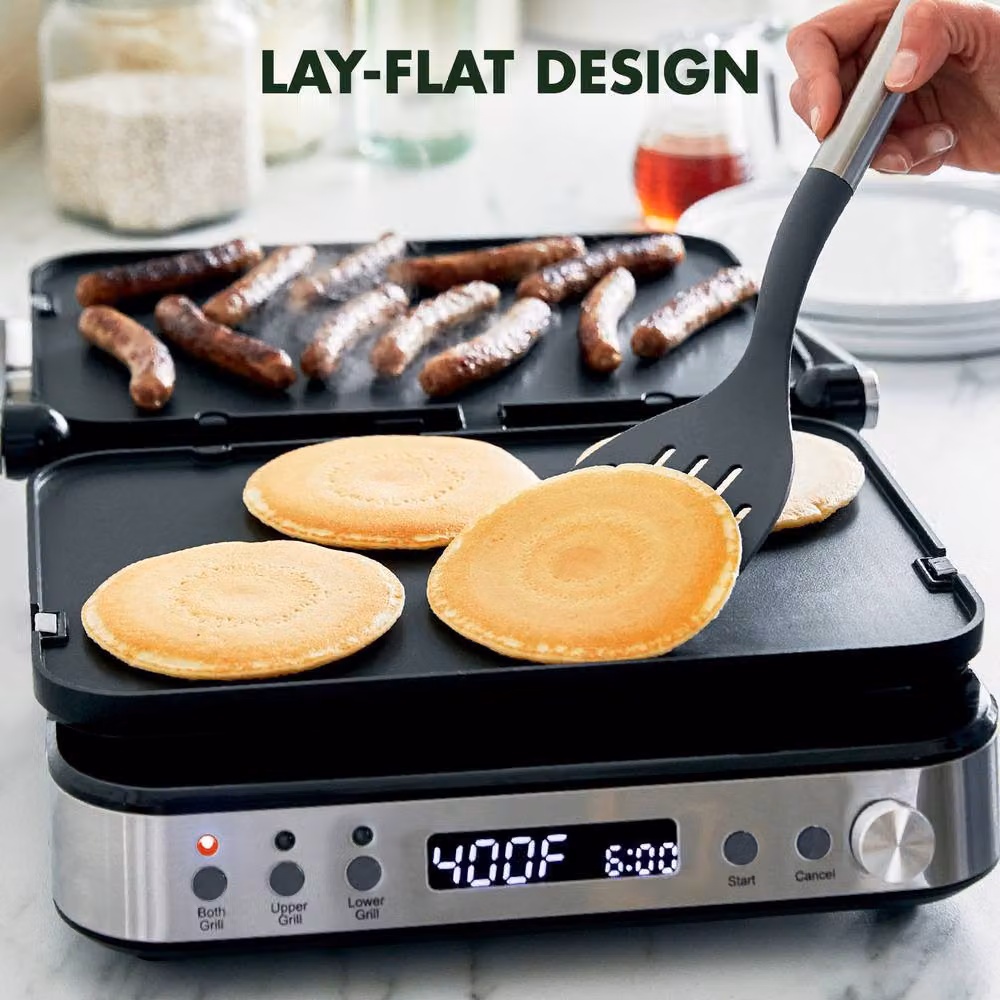 GreenPan Bistro 6-in-1 Contact Grill and Griddle with Silver Ceramic Non-Stick Coating – 5