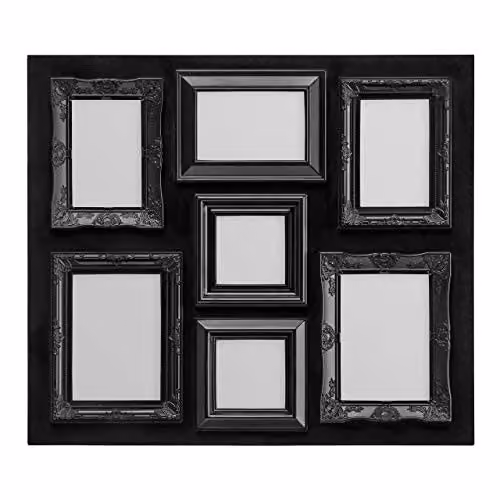 Orsina Black Modern Multi-Photo Frame for 7 Photos with Glass Front and Wall Mount Capability – 2