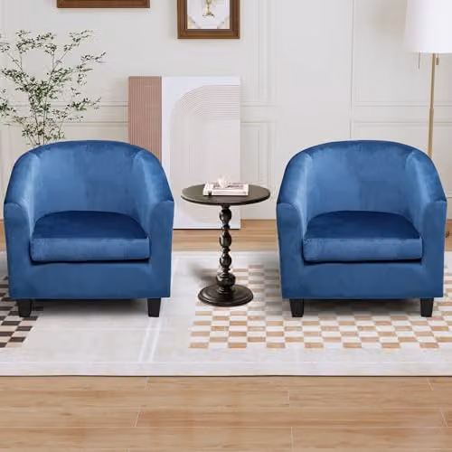 Alivio Modern Blue Velvet Tub Accent Chair with Solid Wood Frame and Foam Cushion – 6