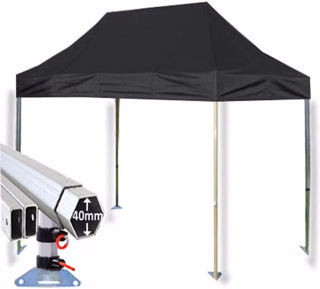 Extreme 40 Instant Pop Up Gazebo by Crocodile Trading Ltd, Black, W: 4.5 m, D: 3 m, H: 2.1 m