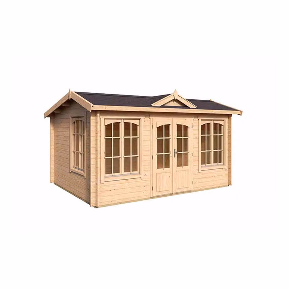 Lasita Maja Ltd Windsor 44 Log Cabin Garden Room and Home Office in Natural Wood, W: 340.8 cm, D: 440 cm, H: 239.4 cm – 2