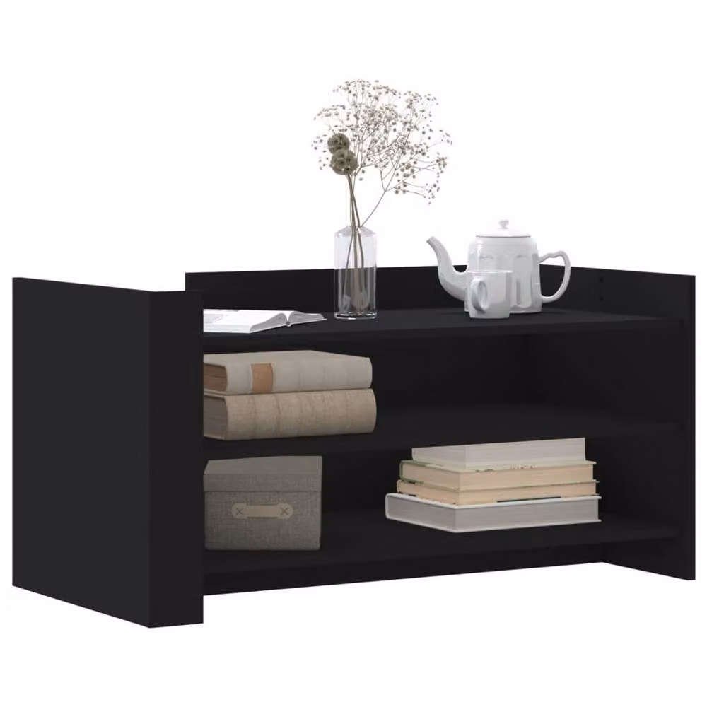 Berkfield Home Modern Black Rectangular Coffee Table in Engineered Wood W/D/H: 100 x 50 x 50 cm – 3