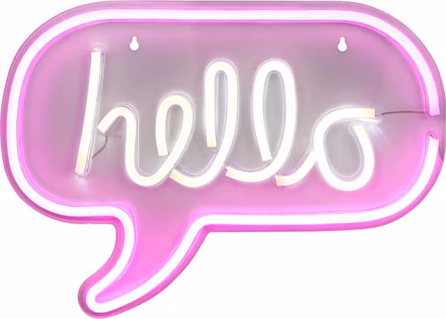 Litecraft Glow Hello Neon LED Wall Light in Pink