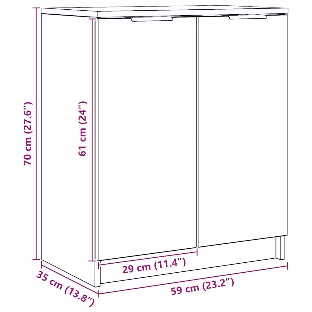 Berkfield Home Artisan Oak Shoe Cabinet in Brown, W/D/H: 59 x 35 x 70 cm – 4