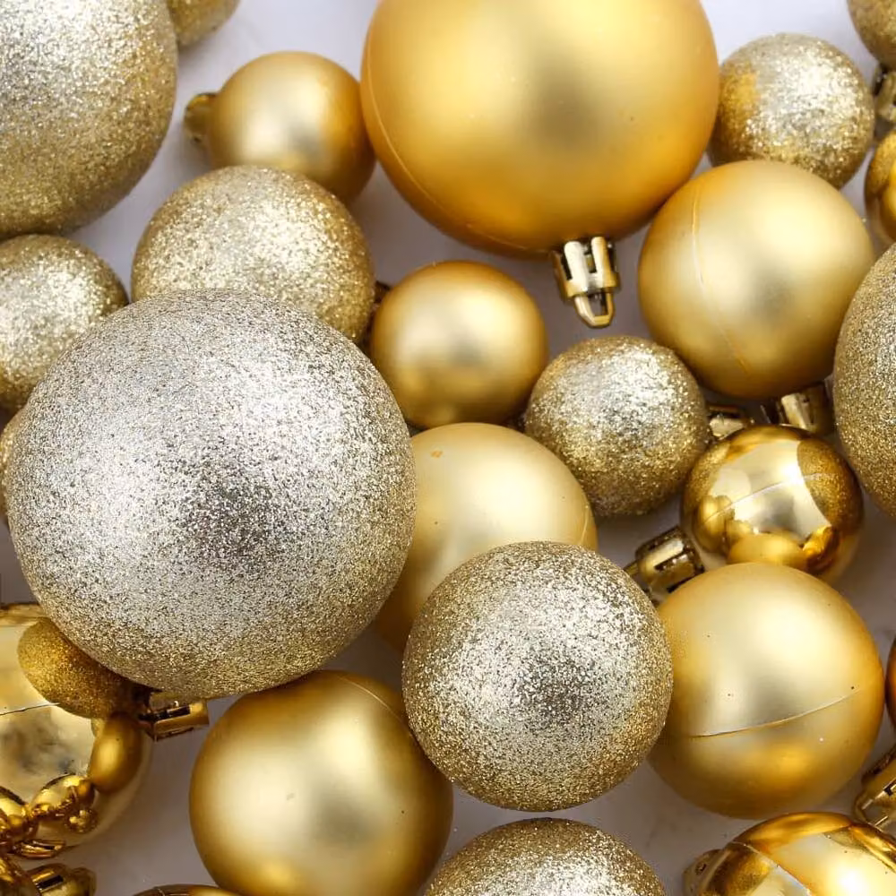 Berkfield Home 100 Piece Gold Christmas Bauble Set, Round Hanging Ornaments in 3 cm, 4 cm and 6 cm Sizes – 2