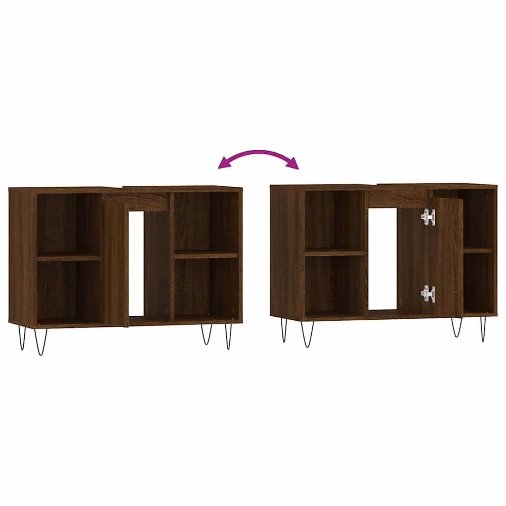 Berkfield Home Brown Oak Bathroom Cabinet W/D/H: 80 x 33 x 60 cm – 4
