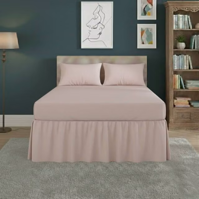 Snug City Pink Polycotton Fitted Valance Bed Sheet with Frill, Super King, 200 x 200 cm