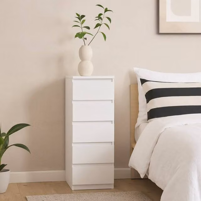 Wyld Haus Budapest Narrow 5 Drawer Chest in White