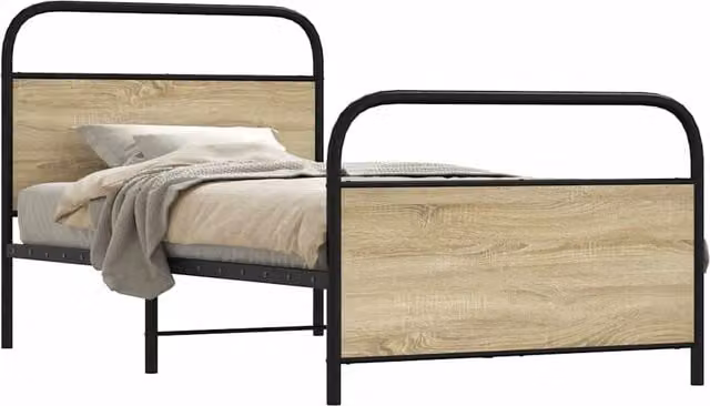 Berkfield Home Sonoma Oak Bed Frame in Brown, W/D/H: 100 x 200 cm – 1